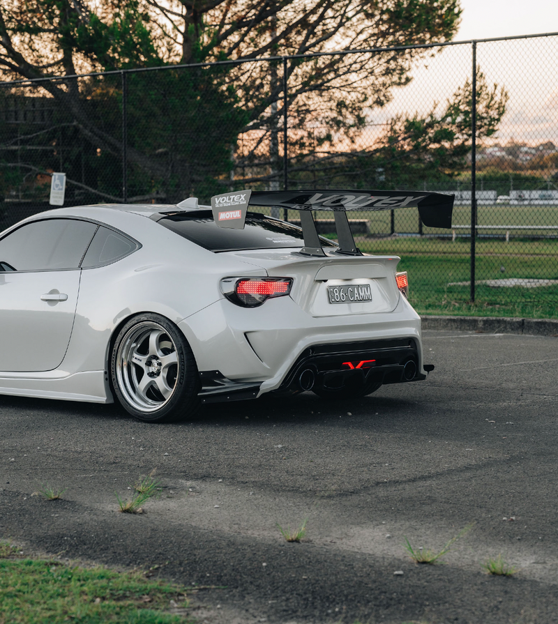 2x Silver Hollow VOLTEX-Style GT Wing Decal Sticker – Fits BRZ, FRS, 350Z, 370Z, S2000