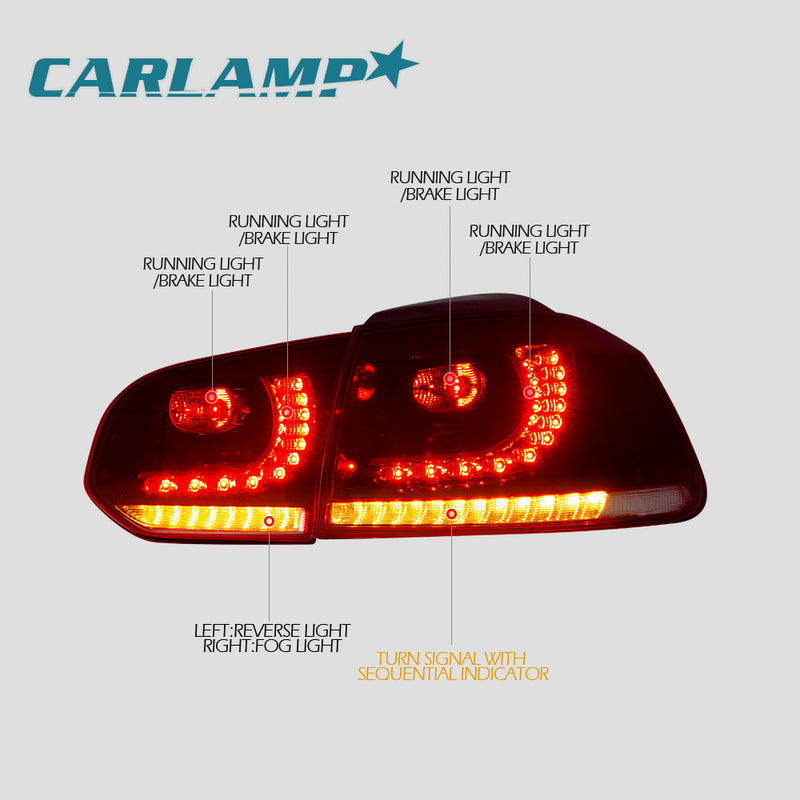 VLAND LED Tail Lights - 09-13 VW Golf MK6