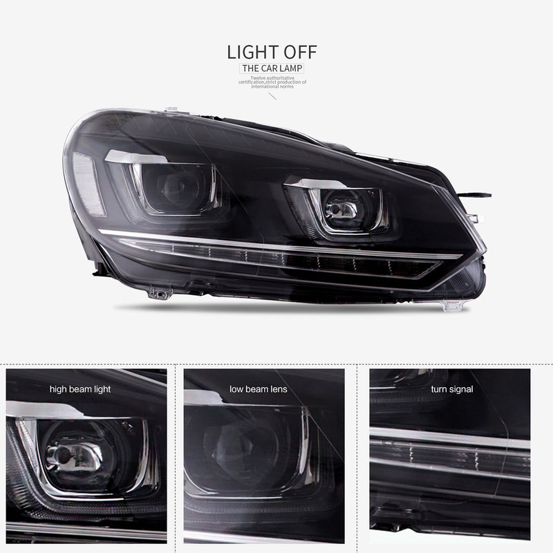VLAND LED Headlights - 2010-2013 VW Golf MK6