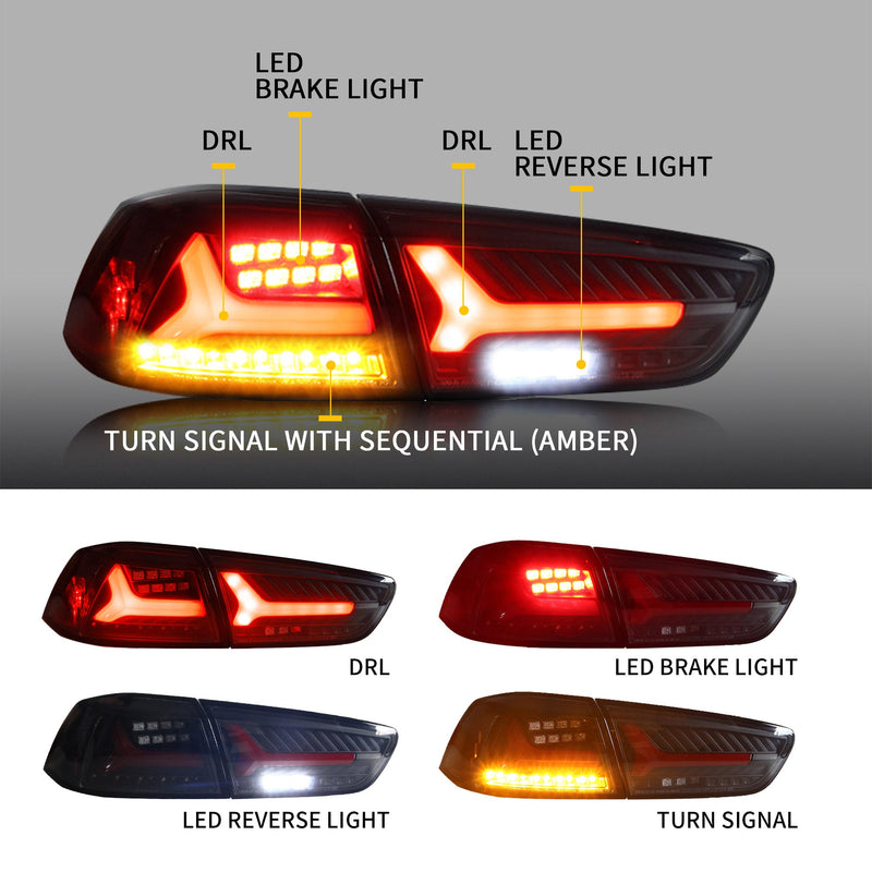 VLAND LED Tail Lights (Smoked) - Mitsubishi Lancer/Evolution X