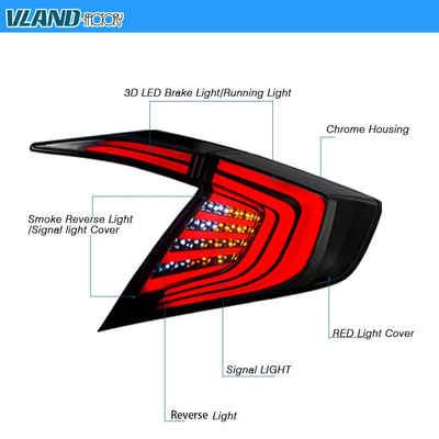 VLAND LED Tail Lights - Honda Civic MK10/FK Sedan